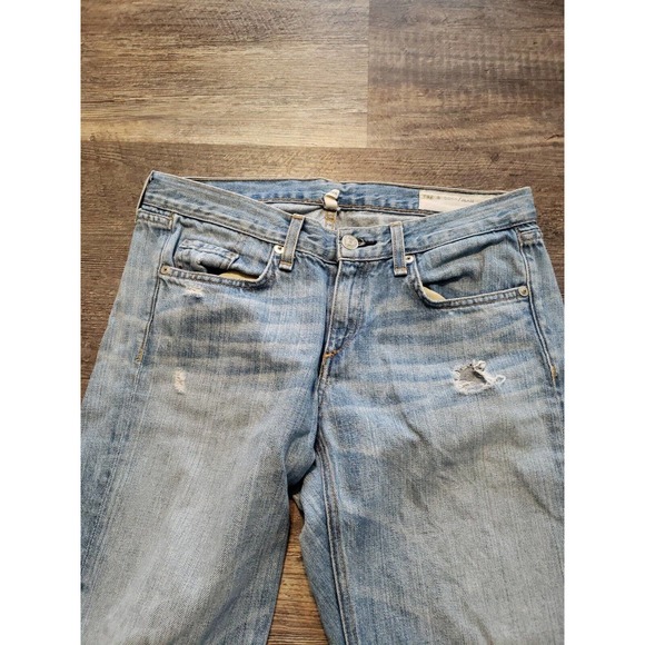 Rag & bone Boyfriend Moss Wholes Distressed Jeans Women's Sz 24 Whiskered (j - Picture 6 of 8